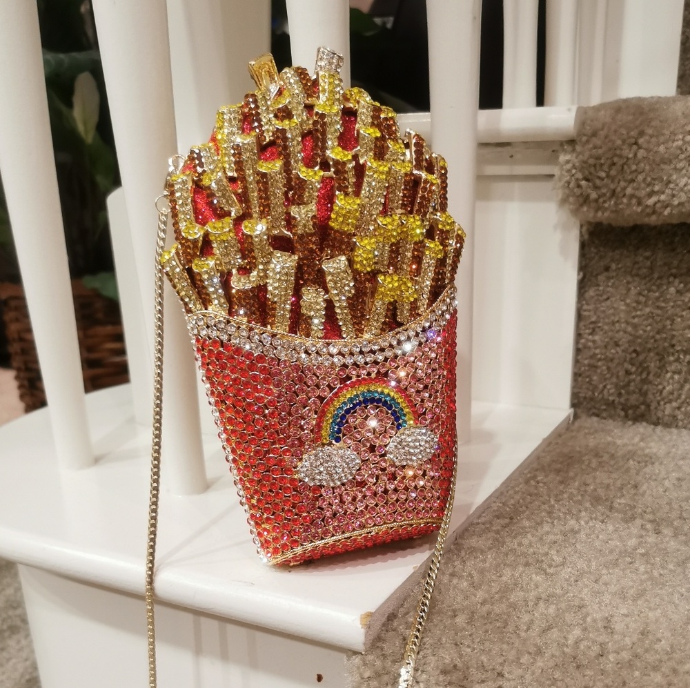Stunning bling bling french fries evening bag
